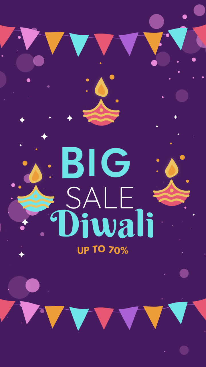 una animación de una venta de diwali colorida en diseño plano