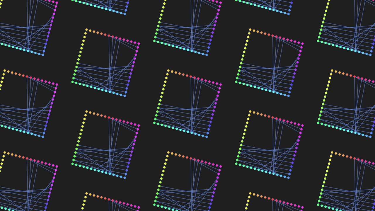 검정 그라데이션에 네온 점이 있는 디지털 원활한 무지개 큐브 패턴