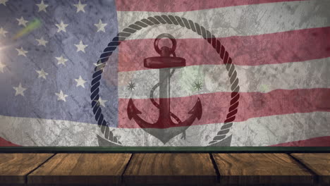 animation of anchor and ship over american flag