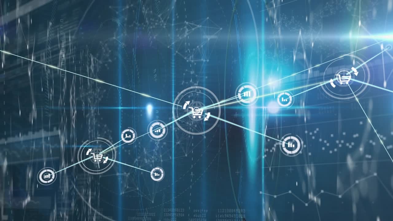 Animation of network of connections and diverse data over servers
