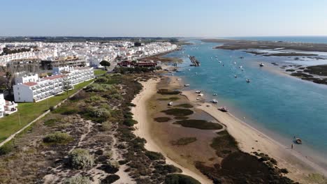 Aerial-View-Of-Cabanas-De-Tavira-In-Algarve