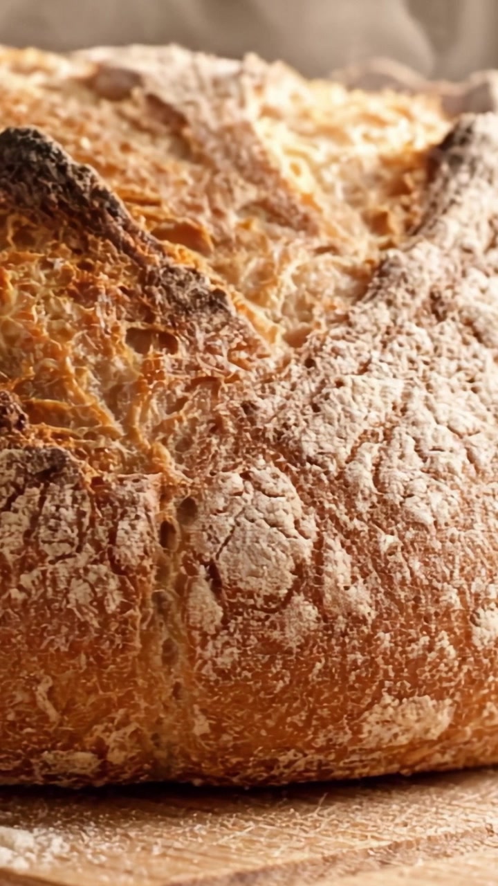 Artisan Bread: A Close-Up of a Freshly Baked Crusty Loaf Showcasing Its Golden Brown Exterior and Rustic Texture, Perfect for Culinary Inspiration and Baking Enthusiasts