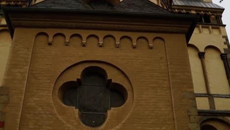 hall church from outside round crypt in germany with cloudy sky