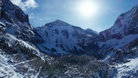 Black-Bear-Pass-in-Telluride,-Colorado-during-the-winter-on-a-sunny-day
