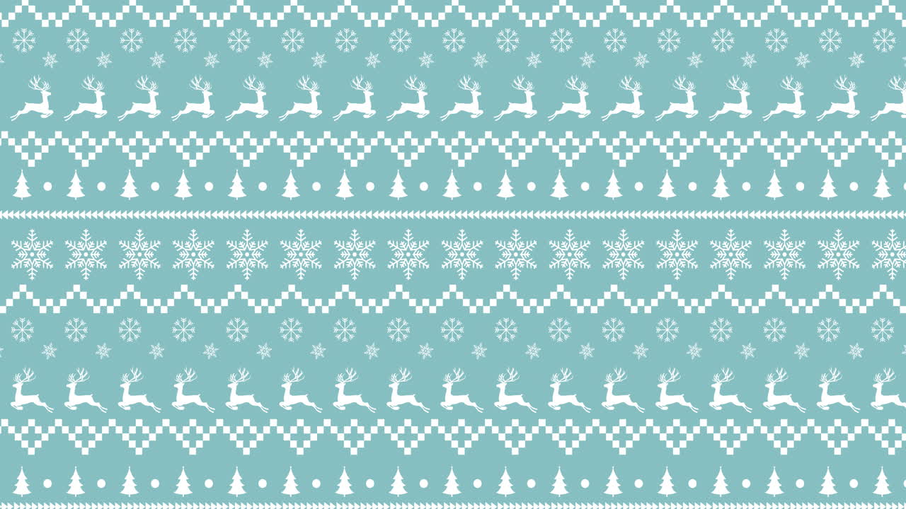 전통적인 크리스마스 패턴으로 렌더와 별들이 녹색 배경에 움직이고 있습니다.