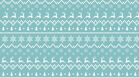 traditional christmas pattern with reindeers and stars moving against green background