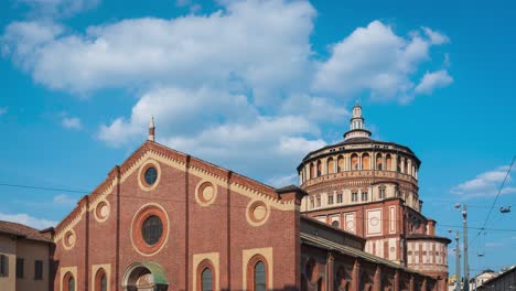 timelapse  church of holy mary of grace (chiesa di santa maria delle grazie, 1497), this church is famous for hosting leonardo da vinci masterpiece "the last supper",milan, italy.