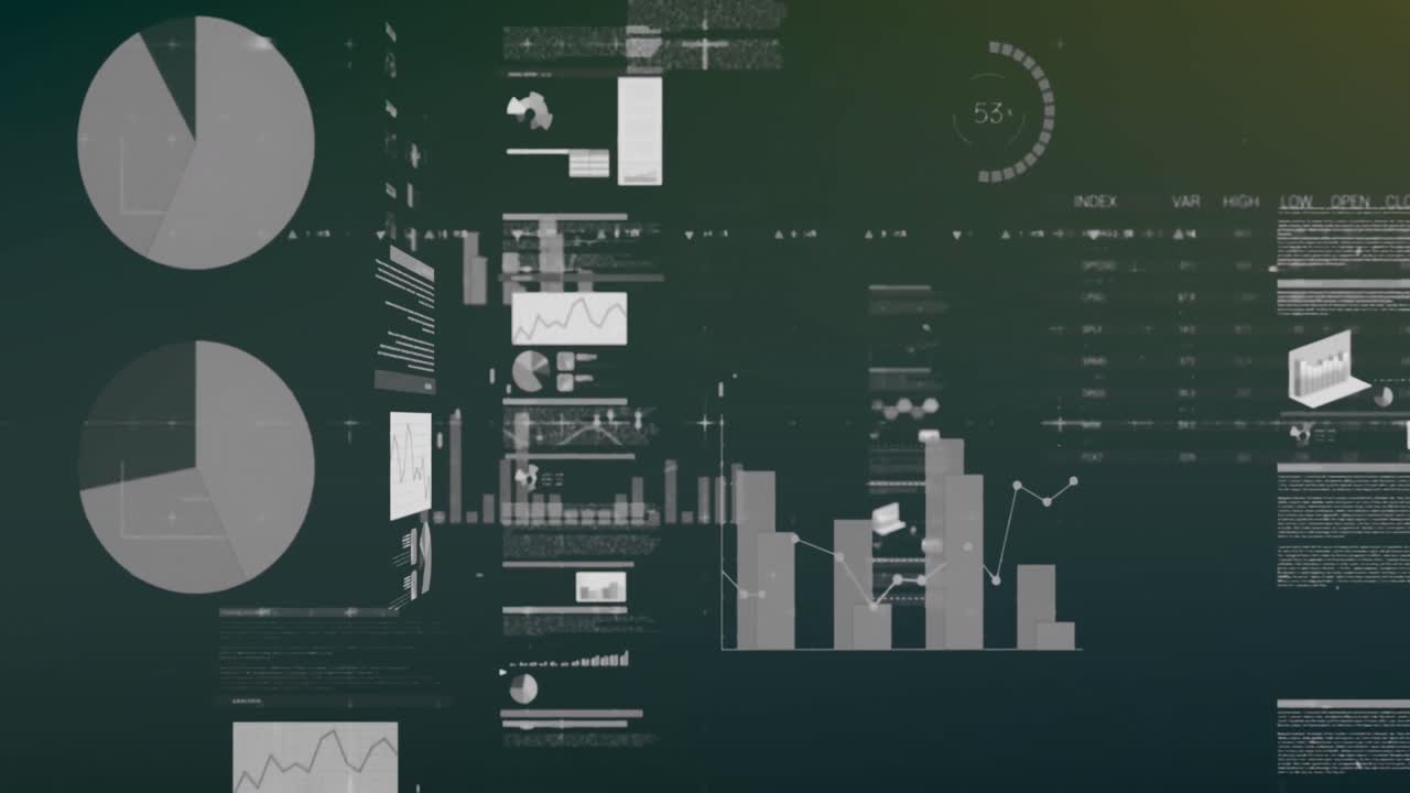 animación del procesamiento de datos estadísticos contra un fondo de gradiente gris