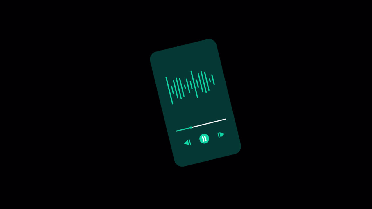 Animated Smartphone Music Player Interface with Audio Waveform