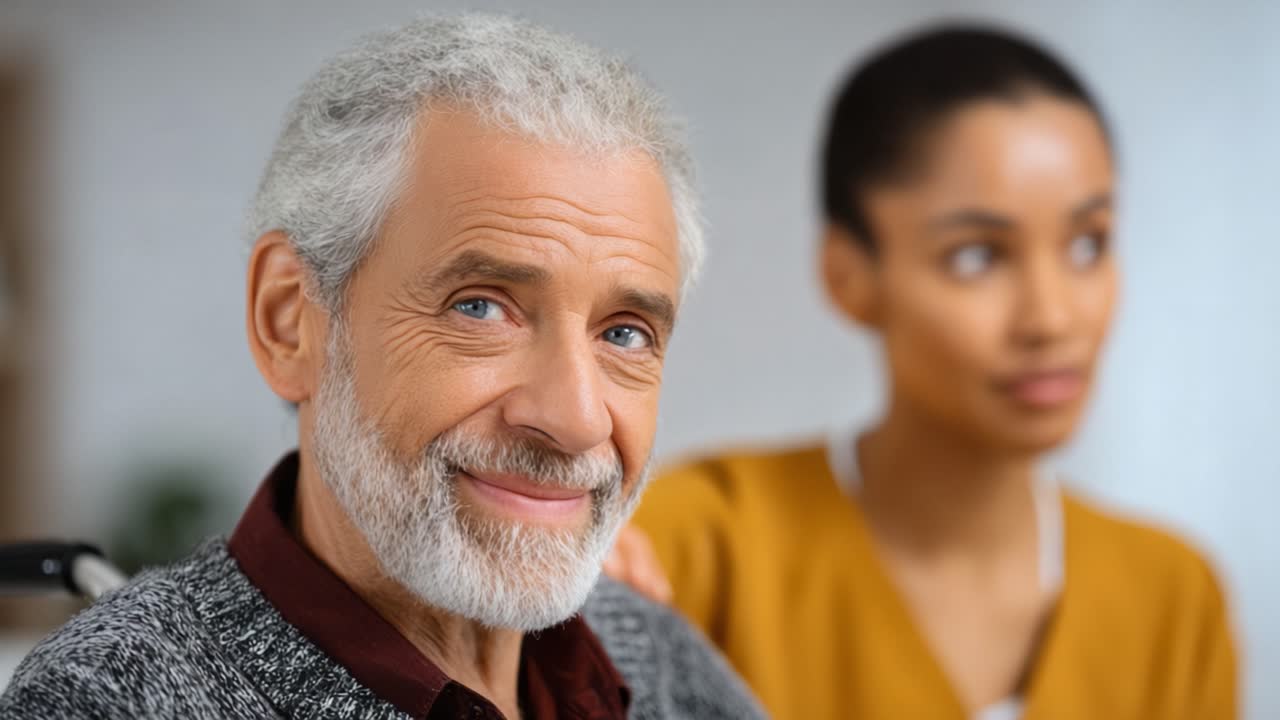 A Caring Interaction Between a Compassionate Caregiver and an Elderly Man Highlighting Connection, Trust, and Emotional Well-being in Senior Care Settings