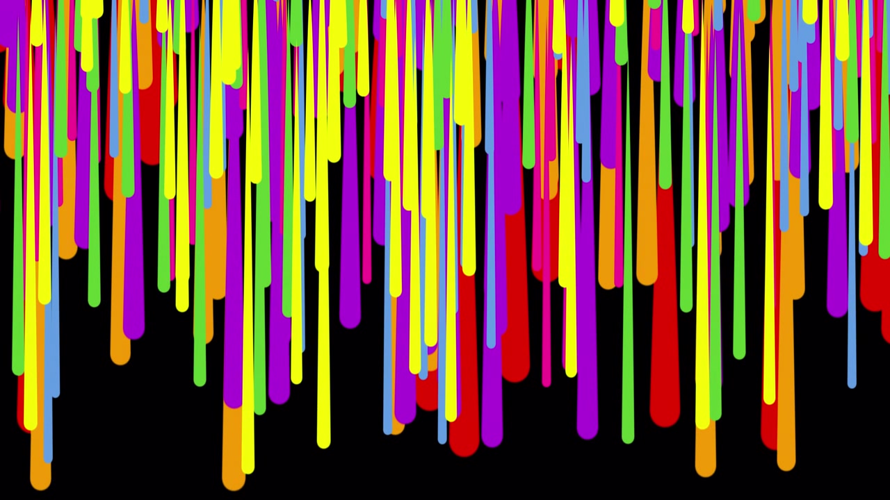 Animazione dinamica di linee colorate su sfondo nero
