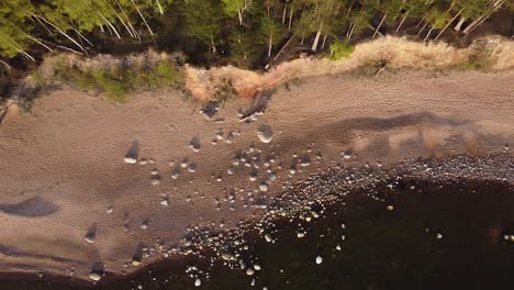 Red-sandstone-cliffs-at-Baltic-sea-coast-Veczemju-klintis-aerial-view