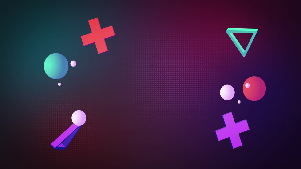 animación de formas coloridas flotando sobre un fondo oscuro