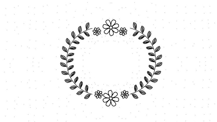 decorative round ornament branch laurel flowers