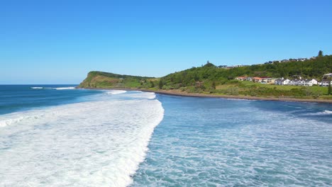 Distant-View-Of-The-Pat-Morton-Lookout-At-Lennox-Head-Mainland-And-The-Ocean-Waves-Of-Seven-Mile-Beach-In-Australian-State-Of-New-South-Wales