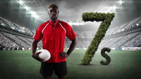 Animation-Eines-Afroamerikanischen-Rugbyspielers-Mit-7er-Text-Im-Rugbyfeld-Sportstadion