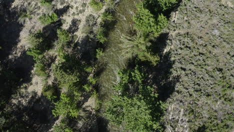observación de los picos de flujo en el afluente del lago mono desde una perspectiva de avión no tripulado