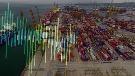 animación del procesamiento de datos financieros a través de la terminal de contenedores de electricidad