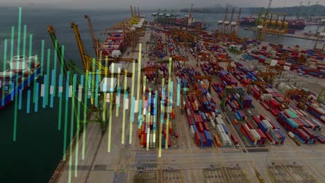 animation of financial data processing over electricity container terminal