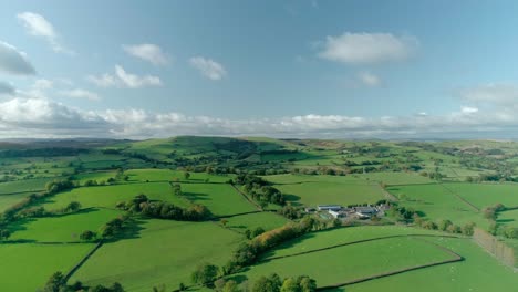 aerial over a sunny autumnal day in mid wales near builth wells