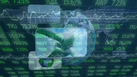 Animación-Del-Procesamiento-De-Datos-Financieros-Sobre-El-Mundo-Y-Datos-Financieros