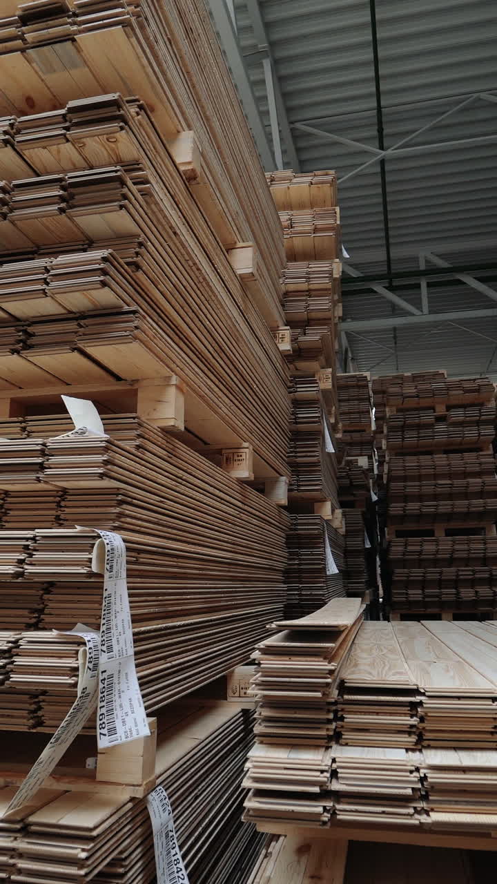 Factory for the production of parquet board. Modern industrial factory Vertical video