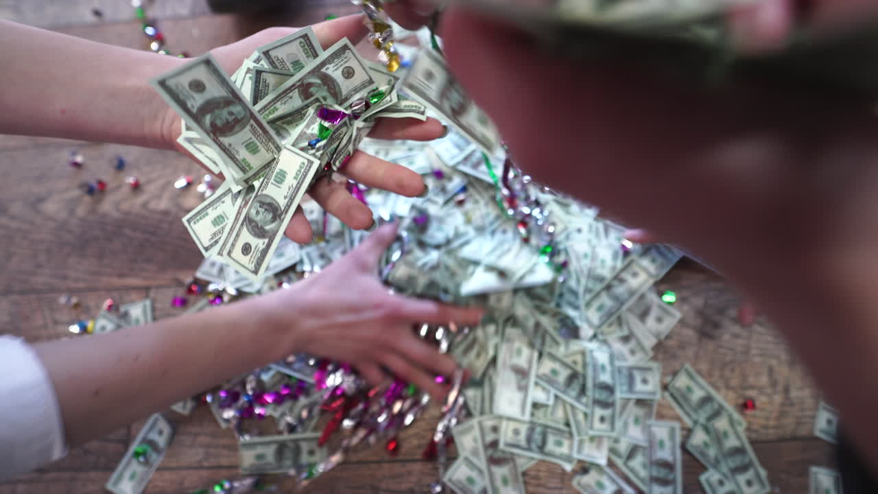 Celebrating with Money and Confetti