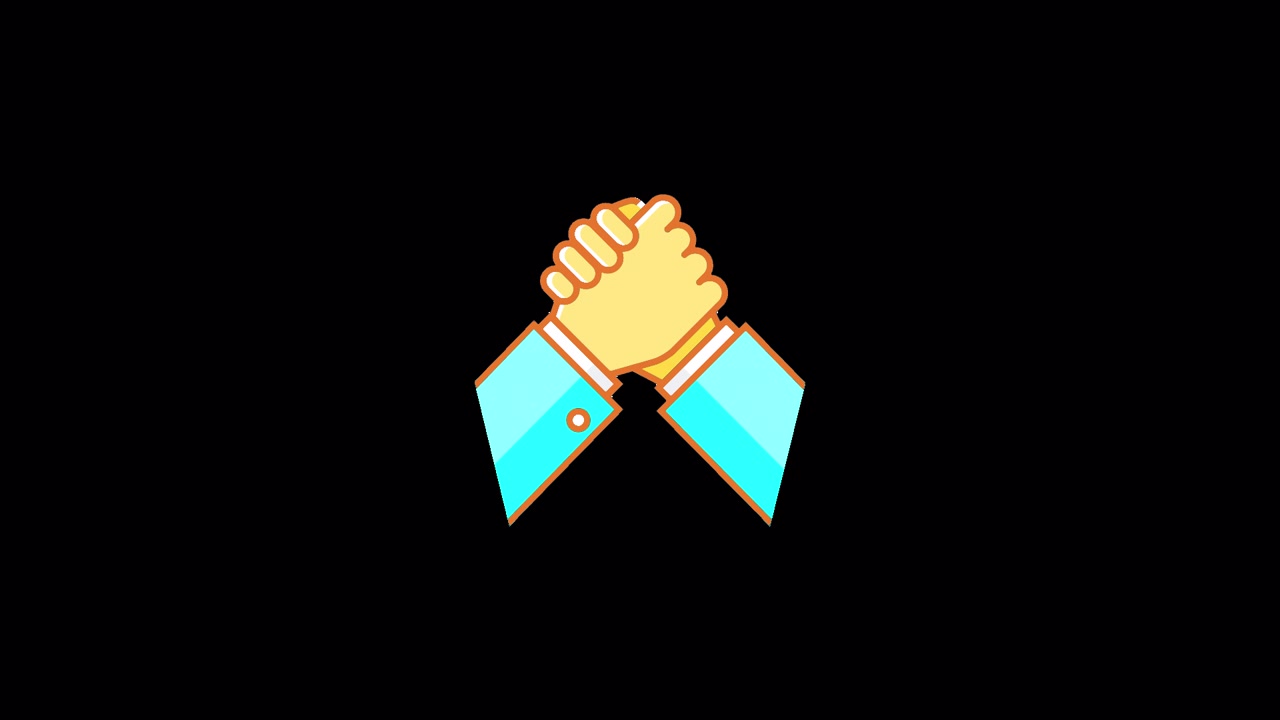 Animated Illustration of Two Hands Joining in a Firm Handshake