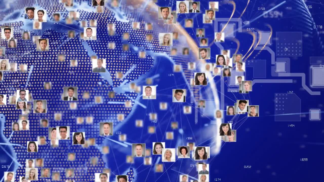 animación de fotos y conexiones en todo el mundo.