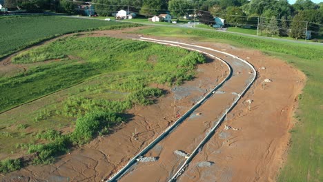 New-street-curbing-and-excavation,-preparing-to-pave