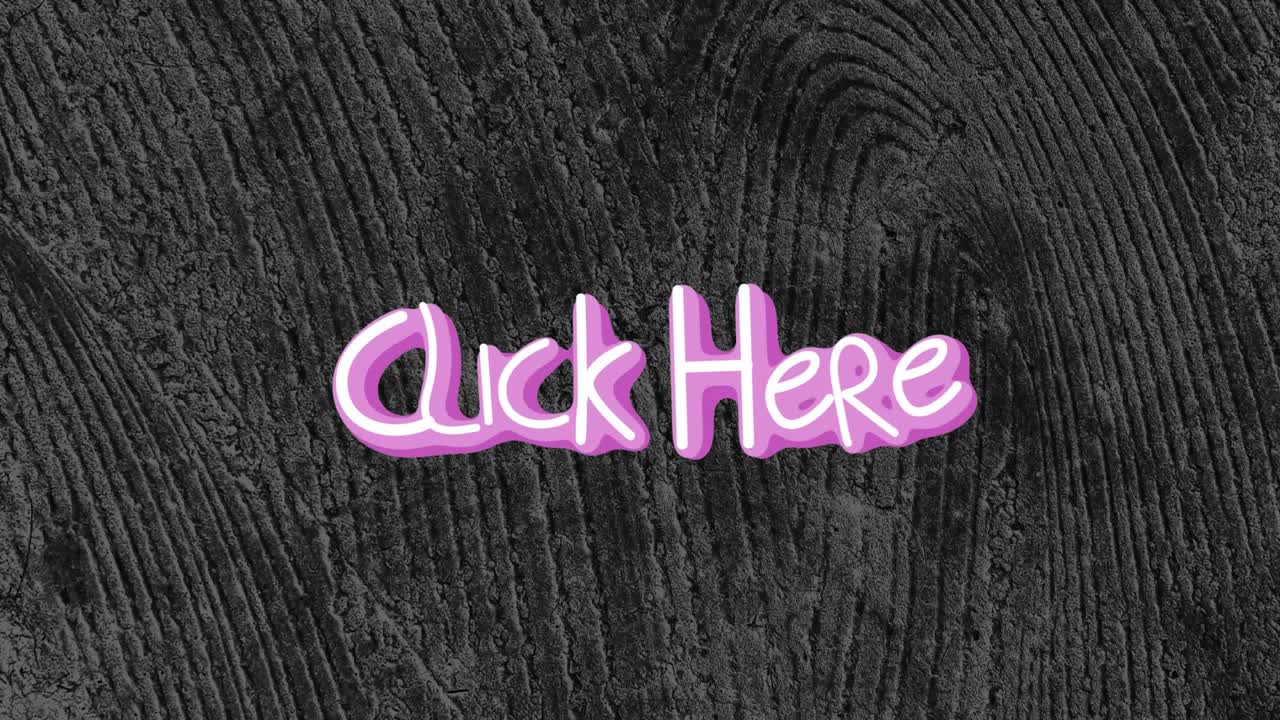 Neon-styled 'Click Here' text cycling colors every second with six arrows pulsing to draw attention