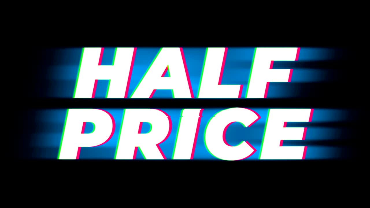 반값 텍스트 빈티지 글리치 효과 프로모션