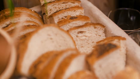 sliced bread in box at wedding reception