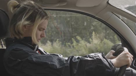 woman driving a car