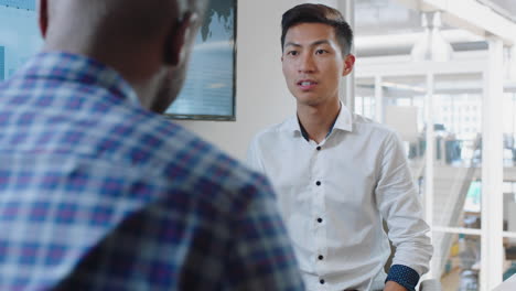 successful job interview asian businessman shaking hands with intern in meeting congratulations for new career opportunity in corporate office