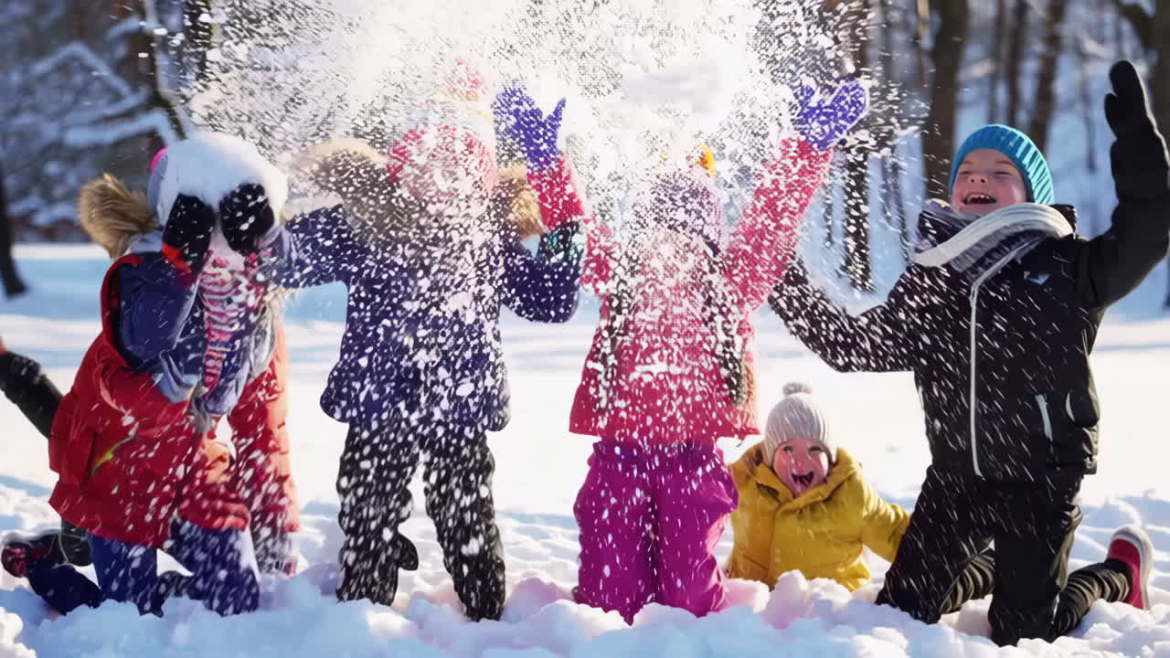 niños jugando en la nieve