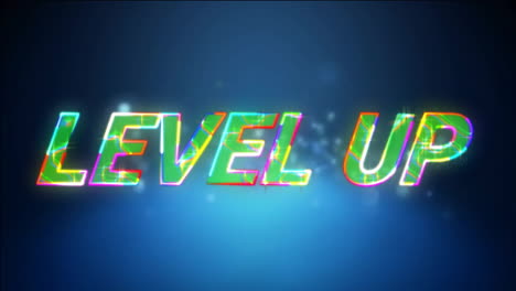 animación de texto de nivel ascendente brillante sobre el fondo de luz de punto