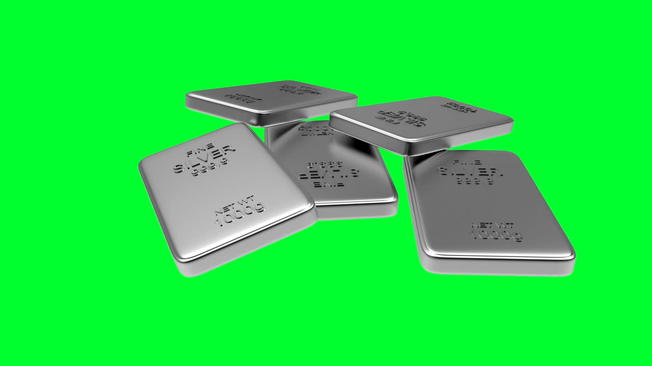 3D Animation of a Silver Bars rotates on a Green Screen. 4K | Premium 影片庫
