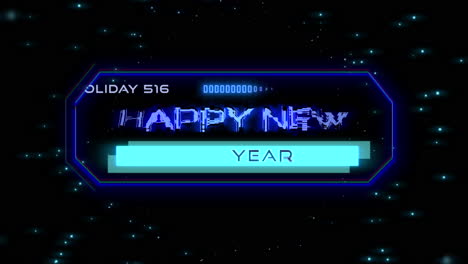 Feliz-Año-Nuevo-En-Pantalla-Digital-Con-Elementos-Hud-Y-Brillos-De-Neón