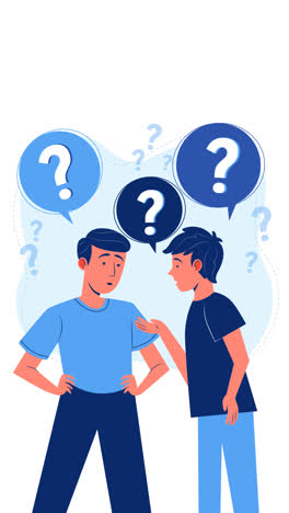 an animation of a organic flat people asking questions illustration