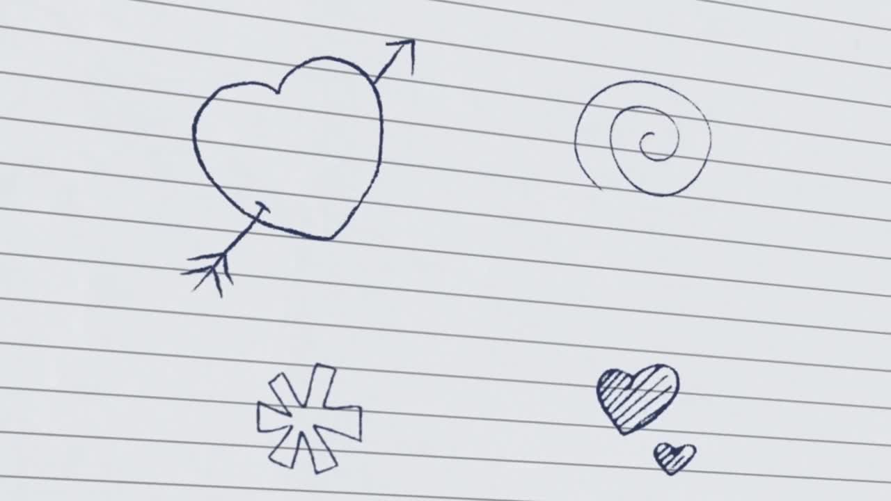 ⁇ 색 배경 위에 떨어지는 학교 물건의 애니메이션