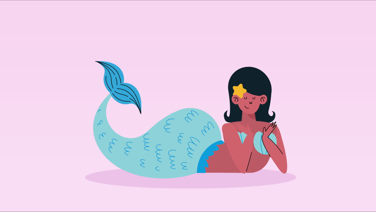 아름다운 동화 해녀 아프로 애니메이션