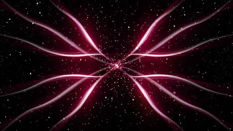 animación digital de nieve cayendo sobre senderos de luz rosada contra un fondo negro