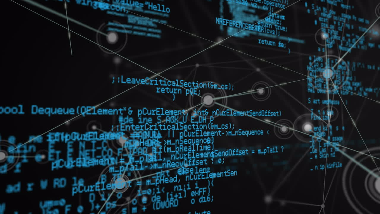 Animation of data processing and network of connections