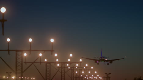 airplane landing at night