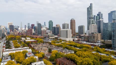 chicago cityscape - south loop architecture in fall