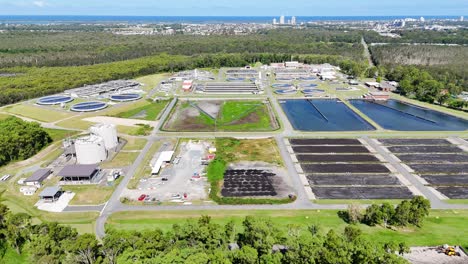 drone footage of wastewater facility near coombabah lake