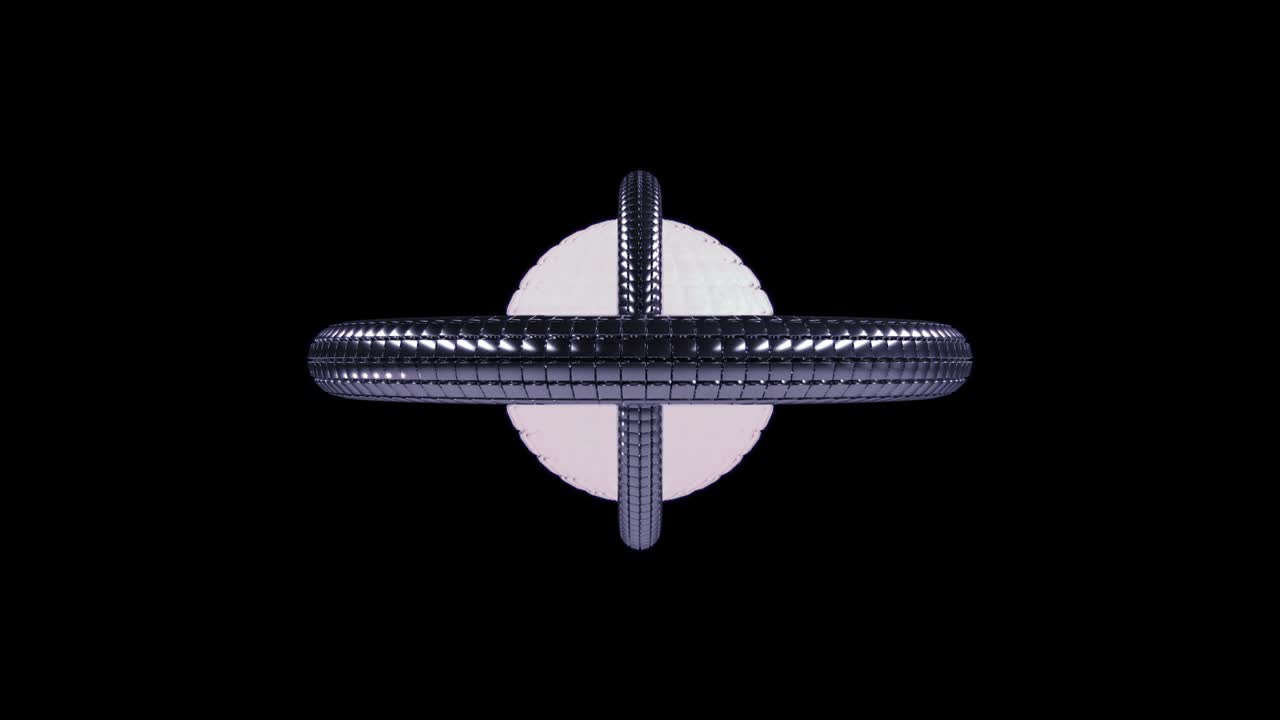 사각형으로 구성된 미래의 기하학적 공의 회전, 네온 구를 중심으로 움직이는 도, 원활한 패턴.