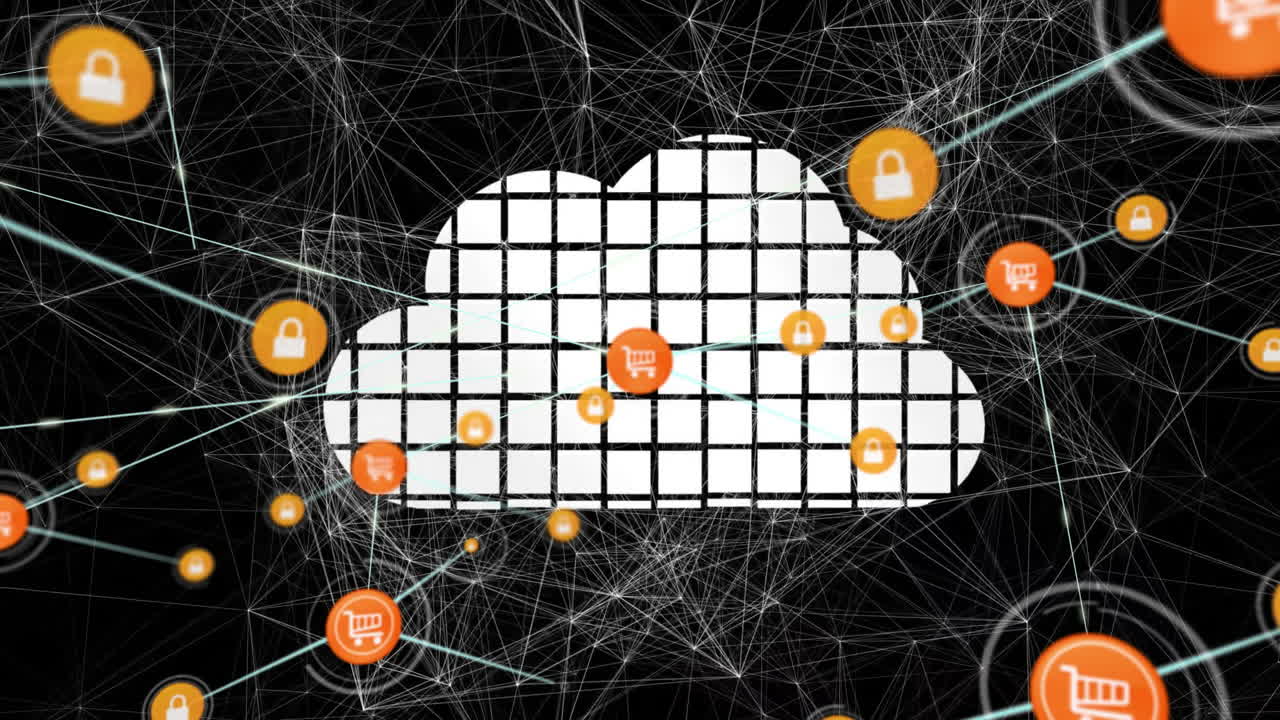 Animation of cloud computing and security over interconnected network lines