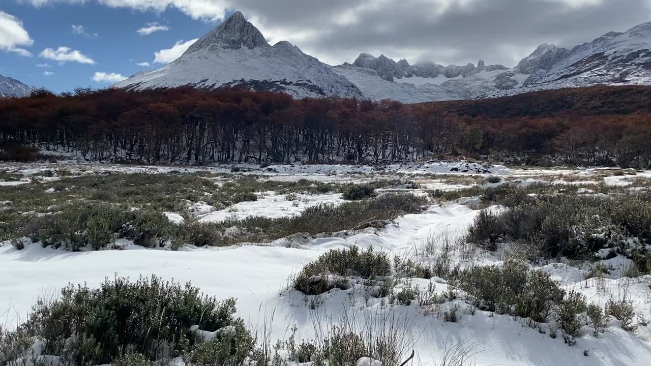 Autumn and Snow in the Mountain